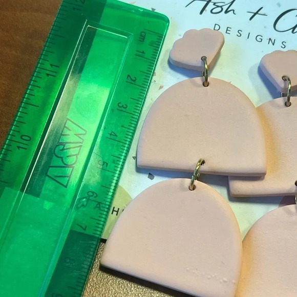 Pink Passion Half Shell Dangle Drop Clay Earrings - Picture 5 of 7